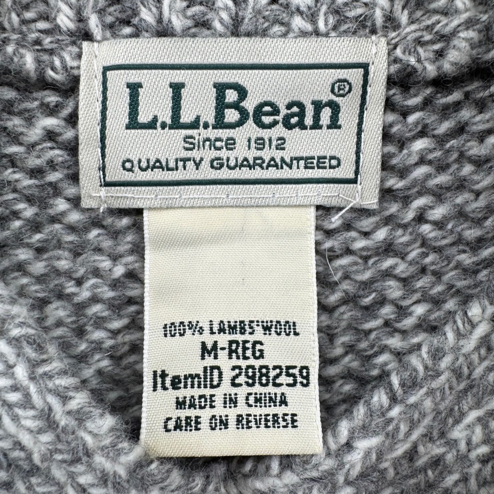 LL Bean Mens 100% Lambswool Fair Isle Henley Sweater Gray Sz M Nordic Heritage - Picture 6 of 8